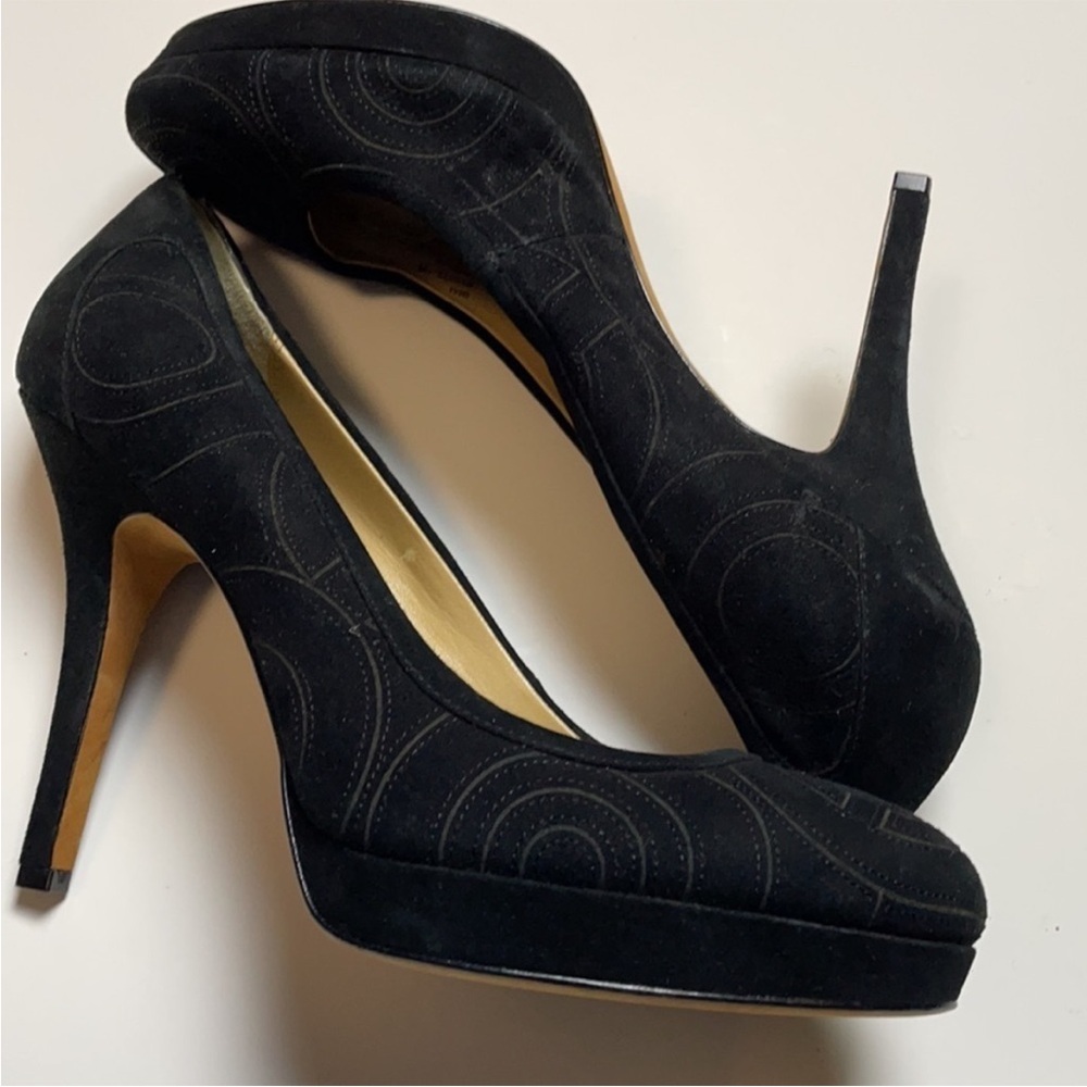 Coach Suede Black High Heel Shoes
